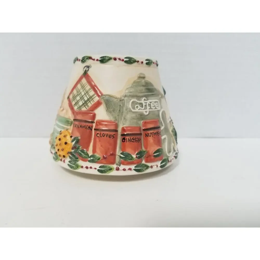 Yankee Candle Ceramic Gingerbread Kitchen Jar Candle Topper Shade Country Style